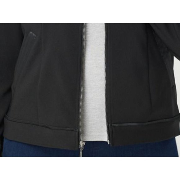 H by Halston Zip Front Bomber Jacket Size 4 Drawstring Sleeves Black A350234 - Picture 4 of 12